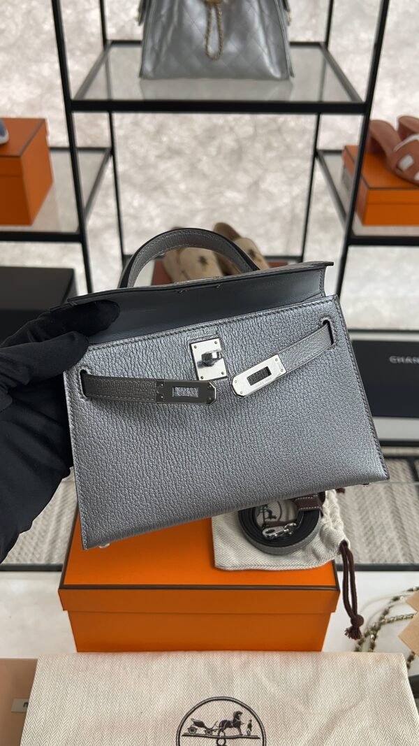 Hermes Mini Kelly II Gris Argente