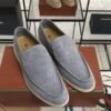 Loro Piana Summer Walk Light Blue Suede Loafer