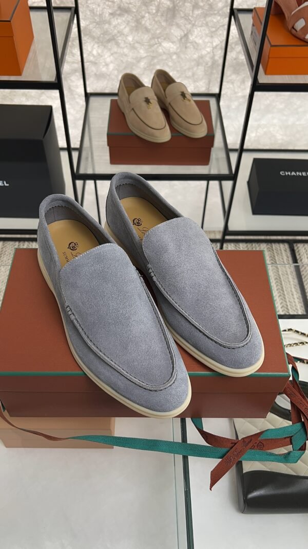Loro Piana Summer Walk Light Blue Suede Loafer