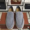 Loro Piana Summer Walk Light Blue Suede Loafer