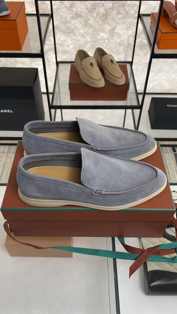 Loro Piana Summer Walk Light Blue Suede Loafer