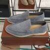 Loro Piana Summer Walk Light Blue Suede Loafer