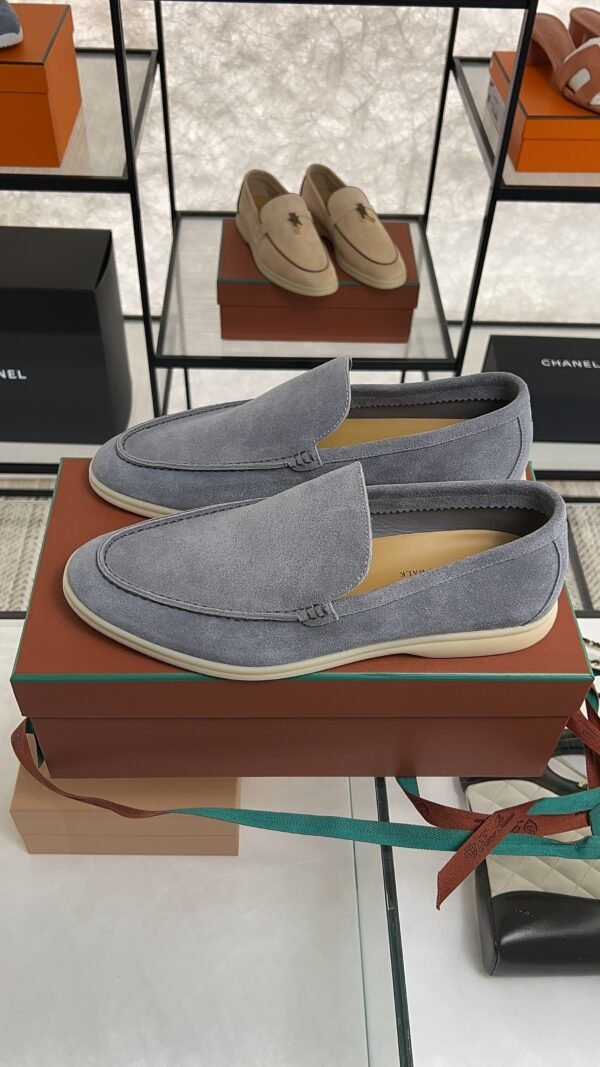 Loro Piana Summer Walk Light Blue Suede Loafer
