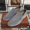 Loro Piana Summer Walk Light Blue Suede Loafer