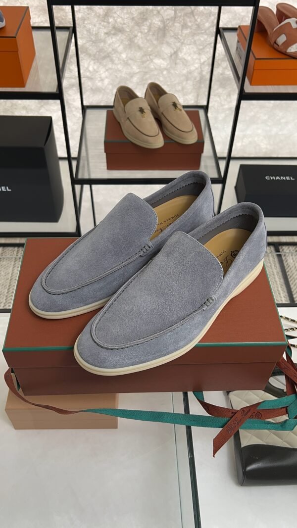 Loro Piana Summer Walk Light Blue Suede Loafer