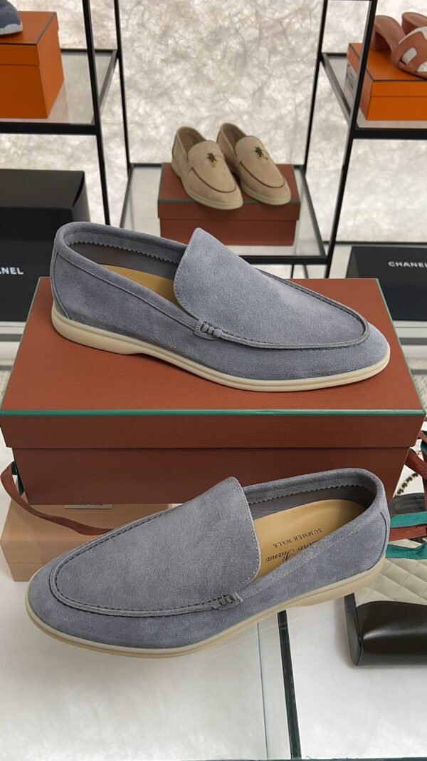 Loro Piana Summer Walk Light Blue Suede Loafer