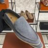 Loro Piana Summer Walk Light Blue Suede Loafer