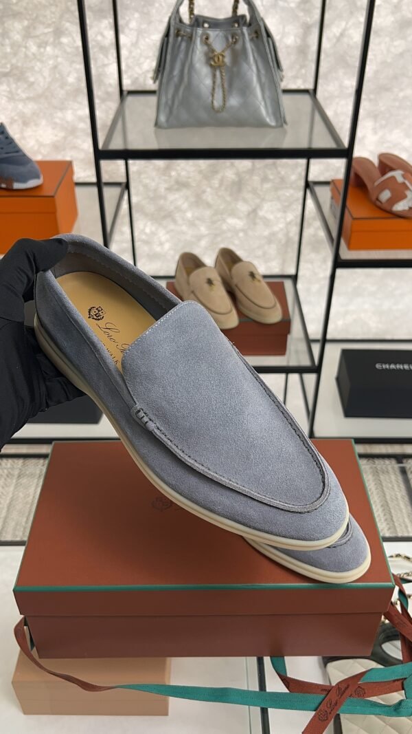 Loro Piana Summer Walk Light Blue Suede Loafer