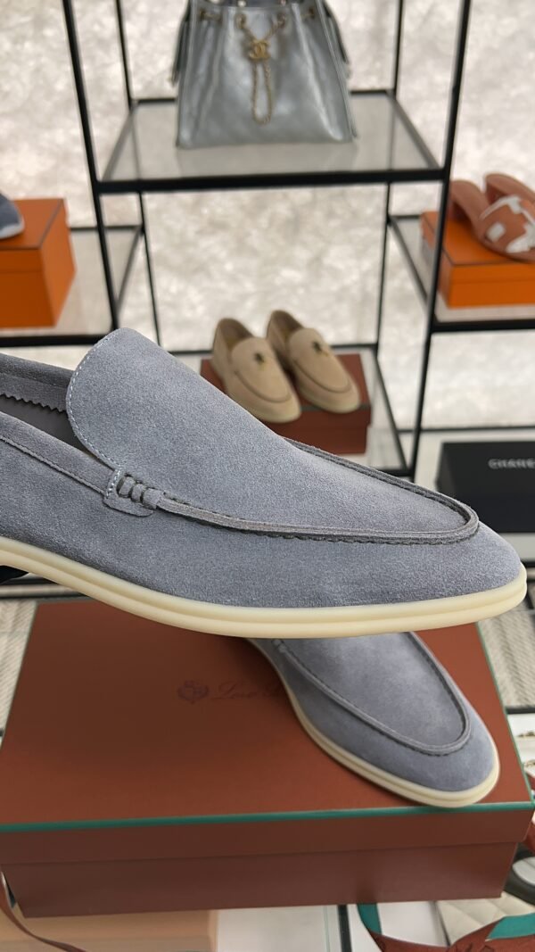 Loro Piana Summer Walk Light Blue Suede Loafer