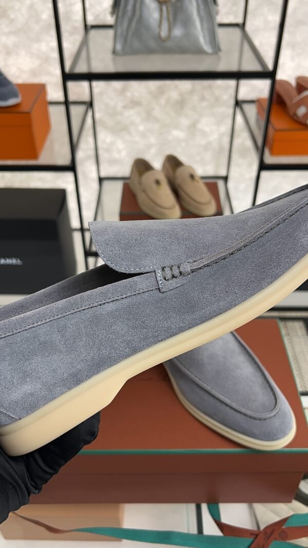 Loro Piana Summer Walk Light Blue Suede Loafer