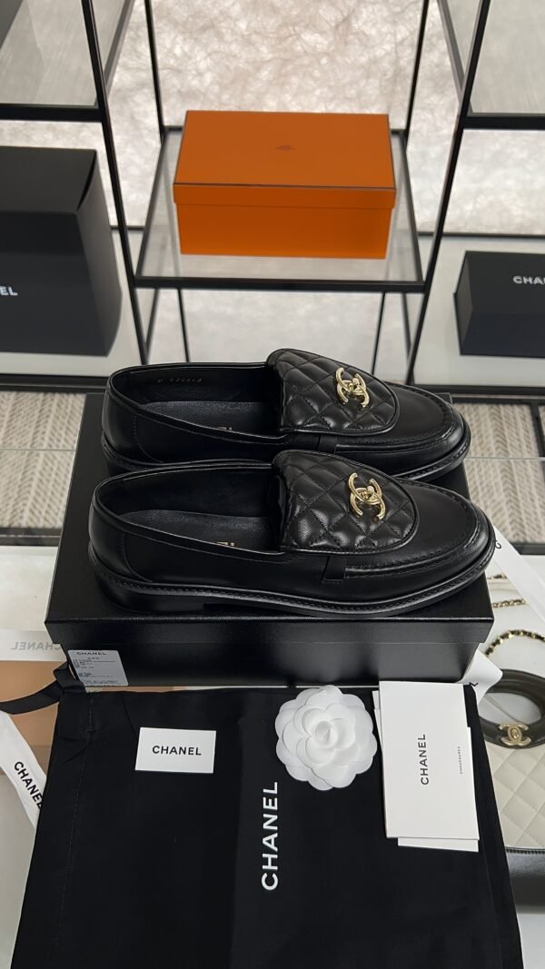 Chanel Lambskin Quilted CC Turnlock Loafers Black