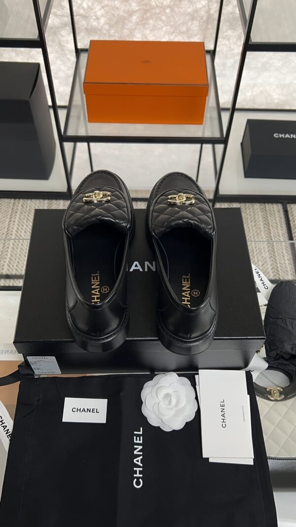 Chanel Lambskin Quilted CC Turnlock Loafers Black