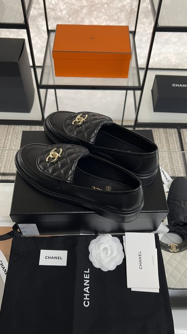 Chanel Lambskin Quilted CC Turnlock Loafers Black