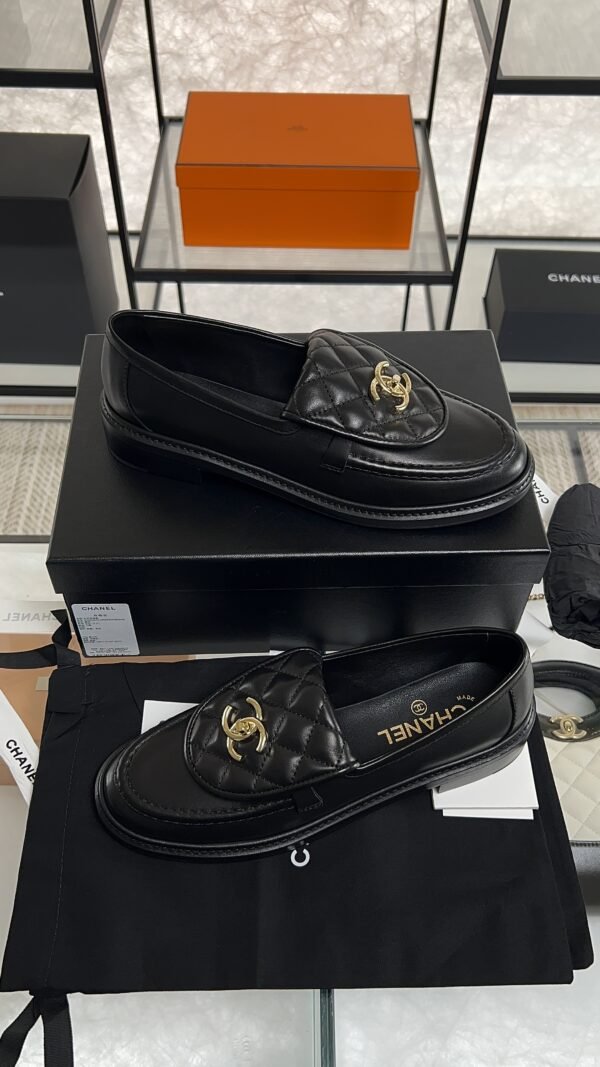 Chanel Lambskin Quilted CC Turnlock Loafers Black