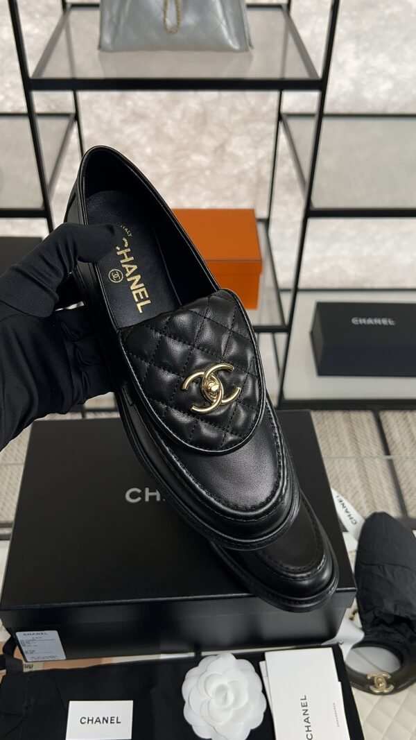 Chanel Lambskin Quilted CC Turnlock Loafers Black