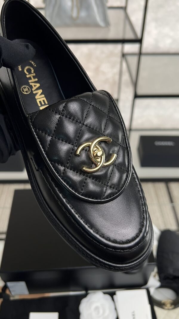 Chanel Lambskin Quilted CC Turnlock Loafers Black