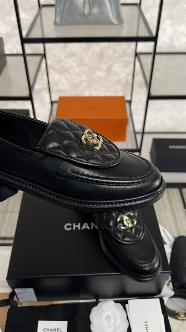Chanel Lambskin Quilted CC Turnlock Loafers Black