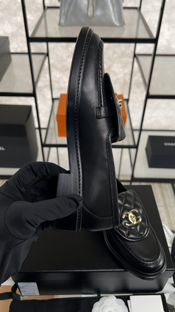 Chanel Lambskin Quilted CC Turnlock Loafers Black
