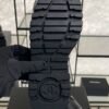 Chanel Grained Calfskin Shiny Calfskin CC Lace Up Combat Boots  Black