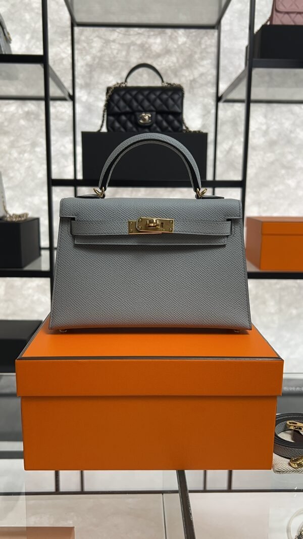 Hermes Mini Kelly II Epsom Bleu Glacier Gold Hardware