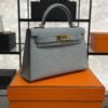 Hermes Mini Kelly II Epsom Bleu Glacier Gold Hardware