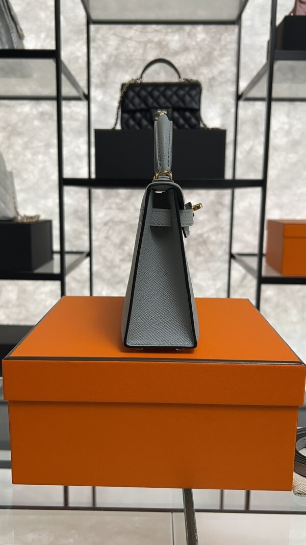 Hermes Mini Kelly II Epsom Bleu Glacier Gold Hardware