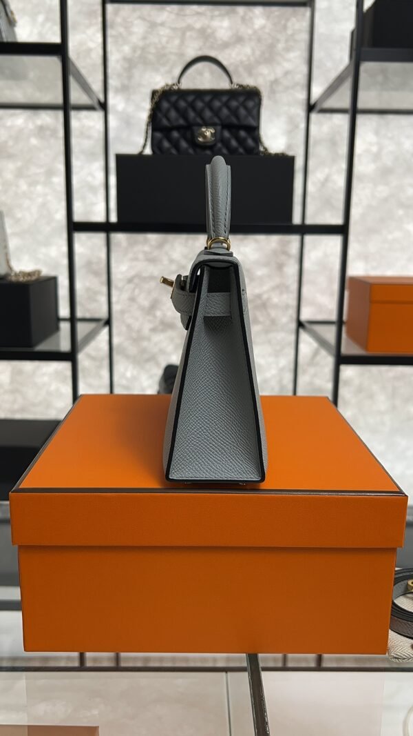 Hermes Mini Kelly II Epsom Bleu Glacier Gold Hardware