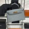 Hermes Mini Kelly II Epsom Bleu Glacier Gold Hardware