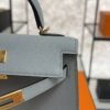 Hermes Mini Kelly II Epsom Bleu Glacier Gold Hardware