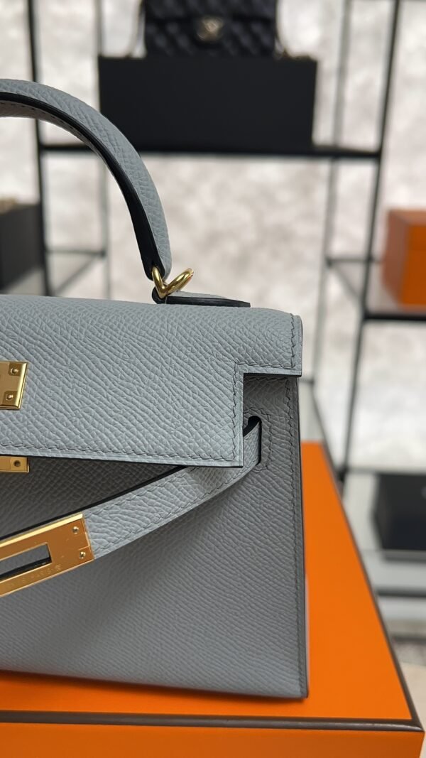 Hermes Mini Kelly II Epsom Bleu Glacier Gold Hardware