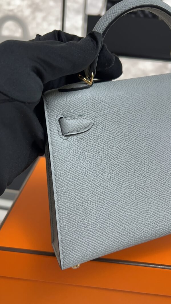 Hermes Mini Kelly II Epsom Bleu Glacier Gold Hardware