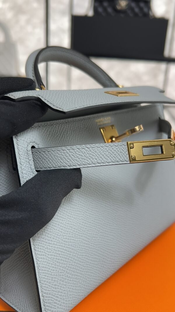 Hermes Mini Kelly II Epsom Bleu Glacier Gold Hardware