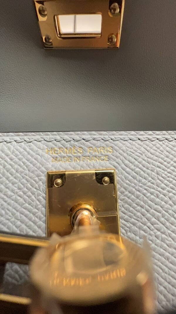 Hermes Mini Kelly II Epsom Bleu Glacier Gold Hardware