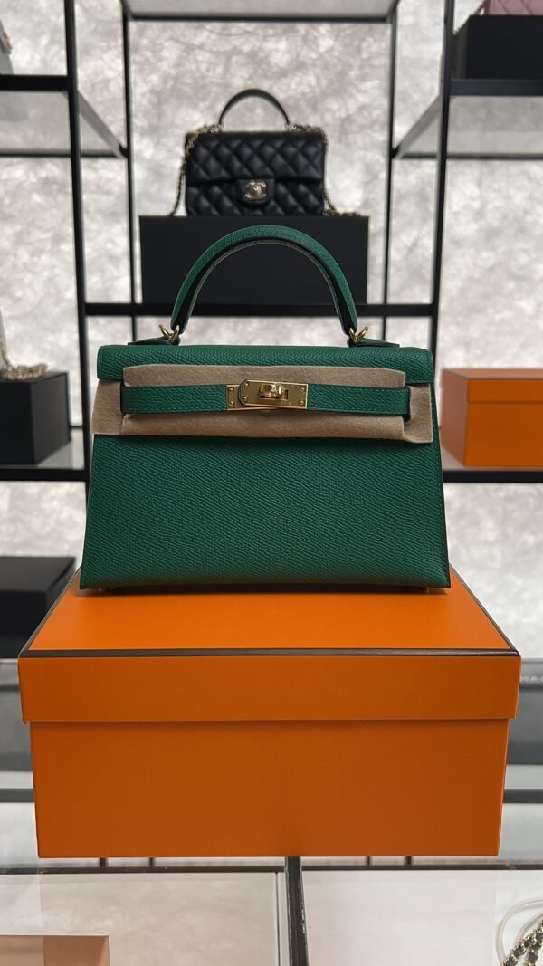 Hermes Mini Kelly II Epsom Vert Vertigo Gold Hardware Bag