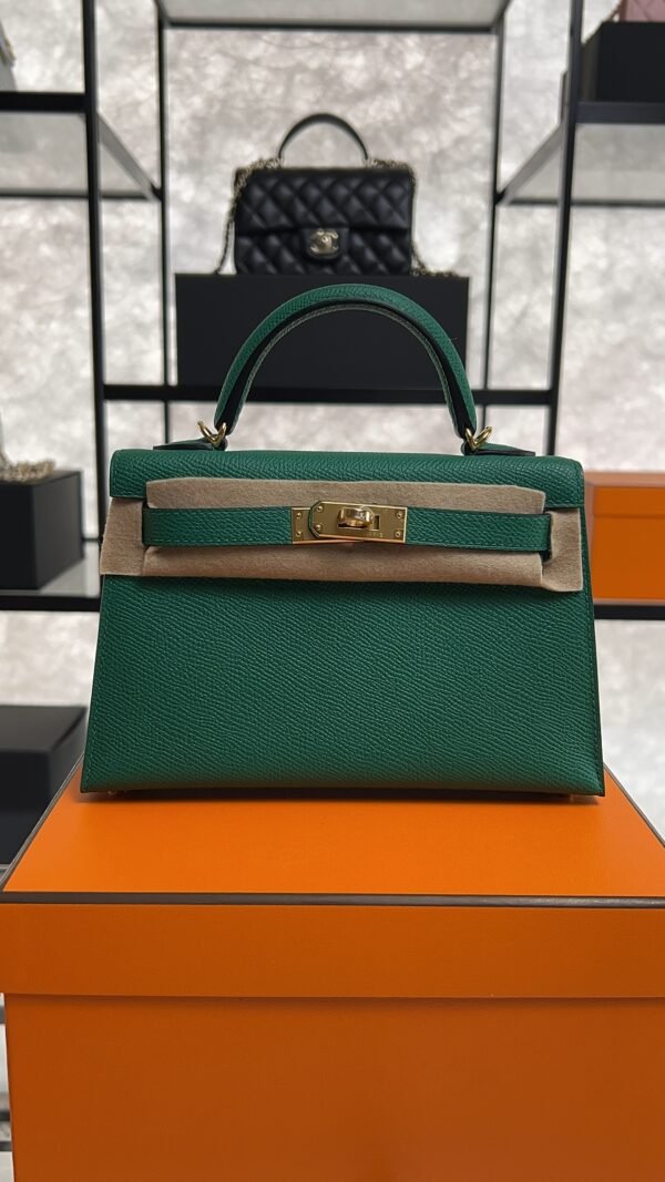 Hermes Mini Kelly II Epsom Vert Vertigo Gold Hardware Bag