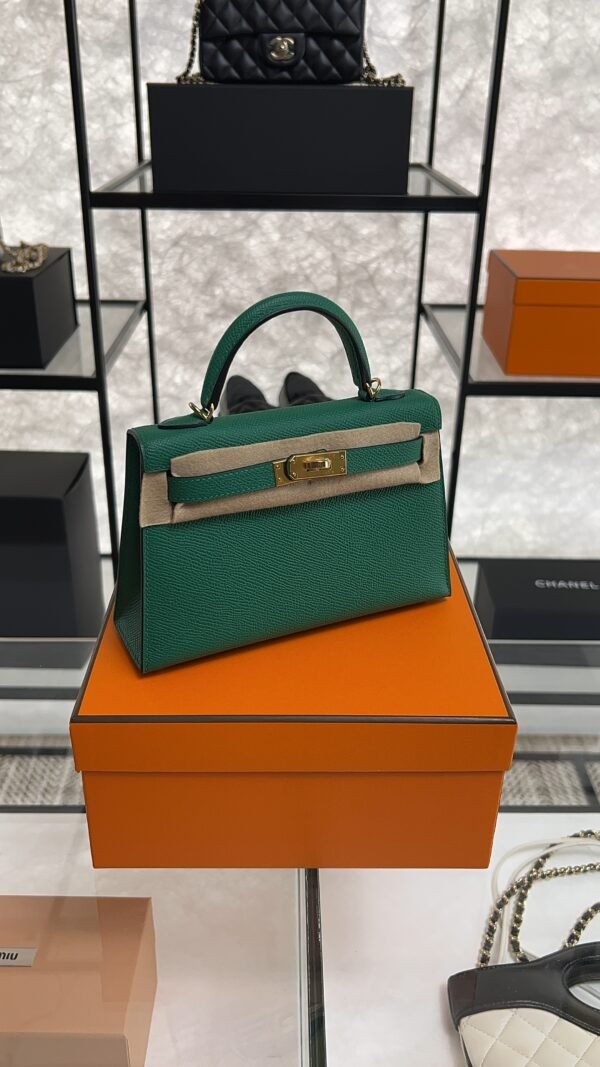 Hermes Mini Kelly II Epsom Vert Vertigo Gold Hardware Bag