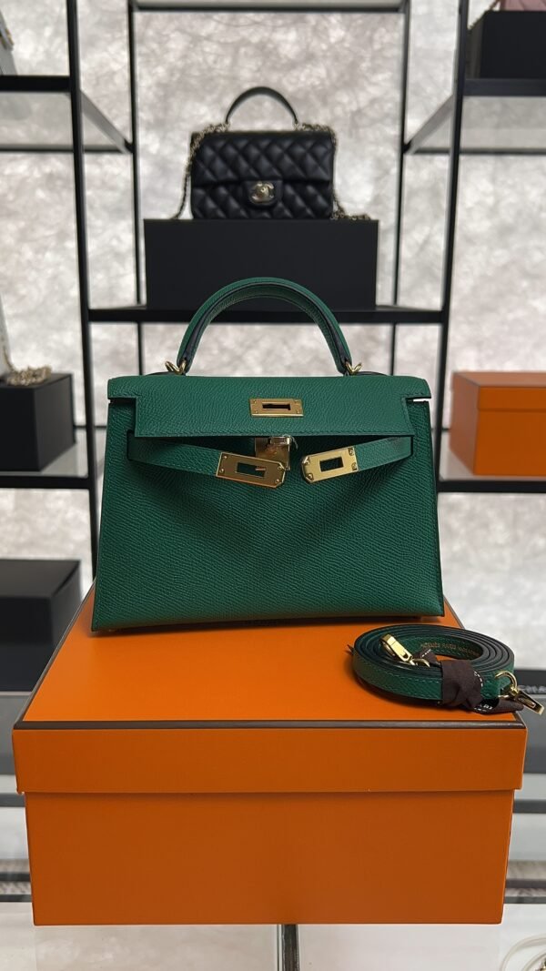 Hermes Mini Kelly II Epsom Vert Vertigo Gold Hardware Bag