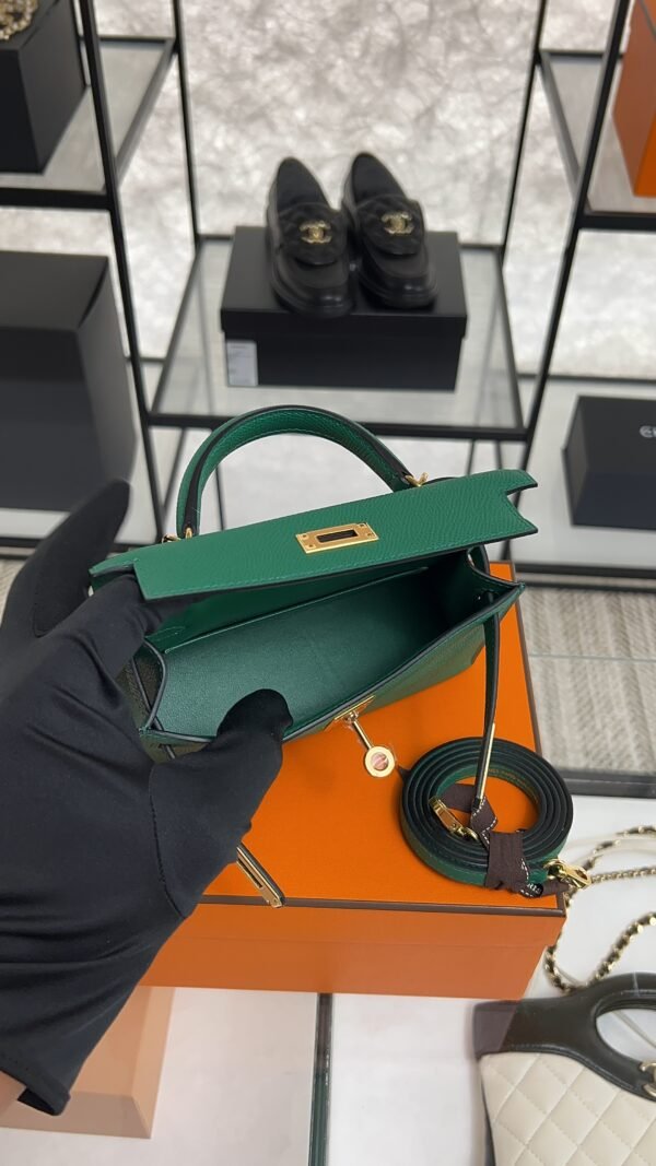 Hermes Mini Kelly II Epsom Vert Vertigo Gold Hardware Bag