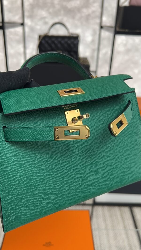 Hermes Mini Kelly II Epsom Vert Vertigo Gold Hardware Bag