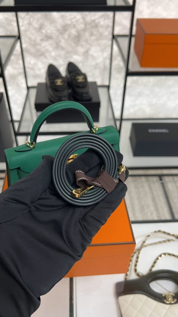 Hermes Mini Kelly II Epsom Vert Vertigo Gold Hardware Bag