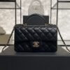 Chanel Lambskin Quilted Mini Top Handle Rectangular Flap Black