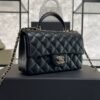 Chanel Lambskin Quilted Mini Top Handle Rectangular Flap Black