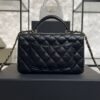 Chanel Lambskin Quilted Mini Top Handle Rectangular Flap Black