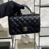 Chanel Lambskin Quilted Mini Top Handle Rectangular Flap Black