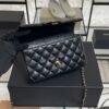 Chanel Lambskin Quilted Mini Top Handle Rectangular Flap Black