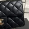 Chanel Lambskin Quilted Mini Top Handle Rectangular Flap Black