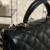 Chanel Lambskin Quilted Mini Top Handle Rectangular Flap Black