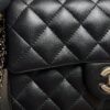 Chanel Lambskin Quilted Mini Top Handle Rectangular Flap Black