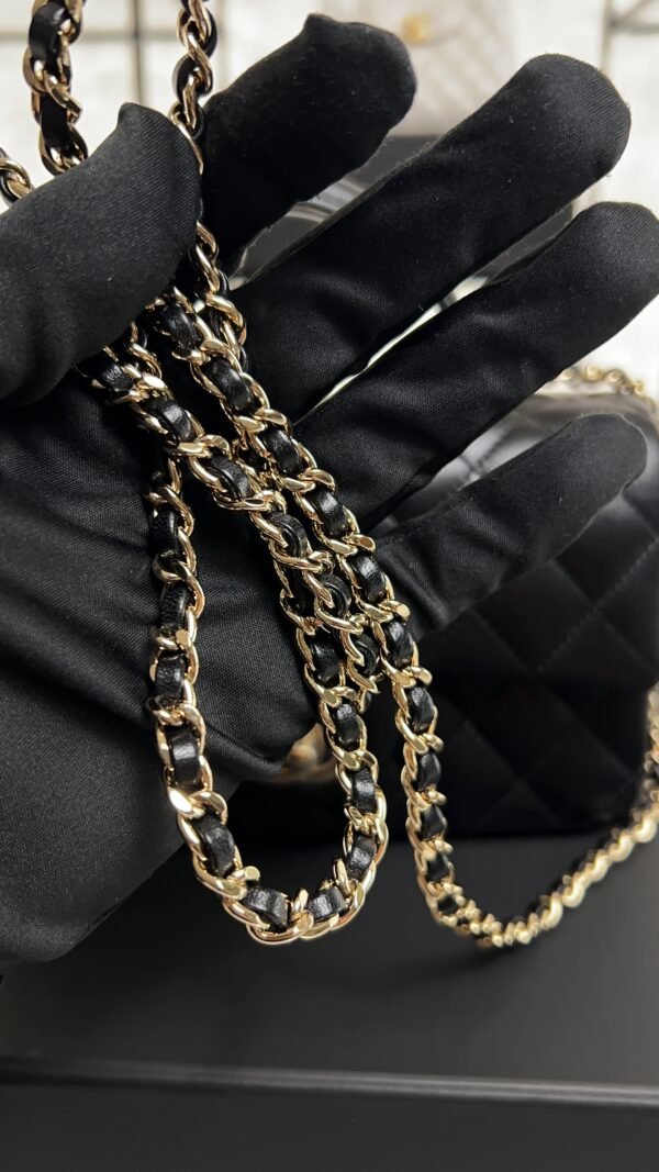 Chanel Lambskin Quilted Mini Top Handle Rectangular Flap Black
