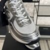 Chanel Fabric Laminated Calfskin Stretch CC Sneakers White Silver